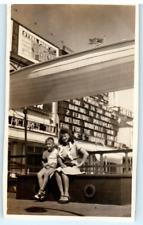 Vintage Photo 1940's, Girl Boy In Atlantic City, 4.5x2.5, Sepia picture