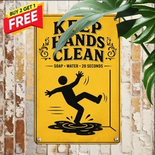 Hand Washing Reminder Restroom Tin Sign Vintage Bold Serif Wall Decor picture