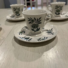 Wedgwood Green Leaf TK436 Demitasse Cup and Saucer Barlaston Set Of 4 picture