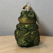 Merck Family's Old World Christmas Sitting Frog Glass Ornament Vintage 2005 picture