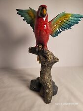 Vibrantly Colorful & Glossy Parrot Sculpture Figurine 8-1/2
