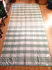 Vintage Wool Blend Picnic Blanket Green White Stripes HUGE BIG 153x74