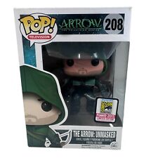 FunkoPOP The Arrow Unmasked 208 SDCC Exclusive 2015 w/ Protector, TV Green Arrow picture