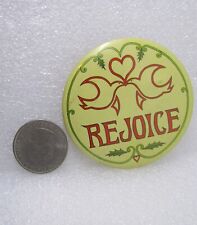 Rejoice - Two Doves Heart Button Pin picture