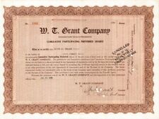 William T. Grant - W. T. Grant Co. - Stock Certificate - Autographed Stocks & Bo picture