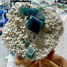 3.05LB Rare Transparent Blue Cube Fluorite Mineral Crystal Specimen picture