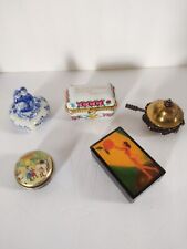Lot of 5 Trinket or Jewelry Boxes Various Sizes and Shapes Various Materials picture