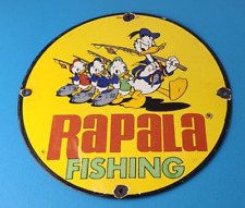 Vintage Rapala Fishing Lures Ad Sign - Donald Duck Porcelain Gas Pump Plate Sign picture