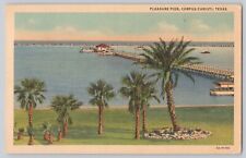 Postcard 1937 Pleasure Pier Corpus Christi Texas TX Bird's Eye View Linen picture