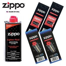Zippo 4 fl oz Fluid Fuel and 2 Vulet Pack ( 12 Flints + 2 Wick ) Gift Set Combo picture