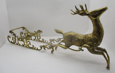 Large Vintage Brass Christmas Reindeer and Sleigh 21