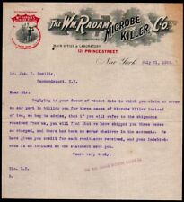 1902 New York - Wm Radam Microbe Killer Co - Bacteria Fungus - Letter Head Bill picture