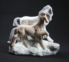 Vintage LLadro Style Hand Painted Porcelain Mare & Foal Horse Figurine Taiwan picture