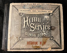 PACKED Antique 1901 Scrapbook ALBUM made from Hymn Book / ADS Products JOBS FUN picture