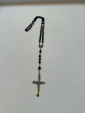 Chapel - 925 Sterling Silver & Black Bead Rosary - Roman Catholic picture