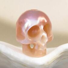 7.73mm Human Skull Carved Pink Peach Freshwater Pearl 0.30g vertically drilled picture