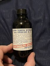 Vintage Pharmacy Amber Bottle- Elixir Terpin Hydrate & Codeine N.F. picture
