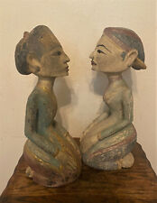 PAIR Antique Vintage Indonesian Loro Blonyo Wooden Wedding Sculpture Statues picture