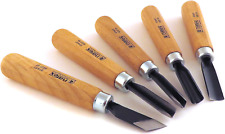 5 Piece Set Starter Carving Chisels 3 Gouges, V Tool and Double Bevel Skew Chise picture