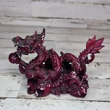 Chinese Dragon 4” Resin Figurine Statue Cinnabar Red 