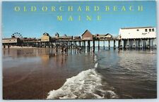 Postcard ME Pier Boathouse Summer Waves Water View Old Orchard Beach Maine    picture