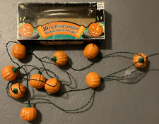 Vintage Halloween Blow Mold PUMPKIN HEAD BLINKING 10 String Lights 18 FT. picture