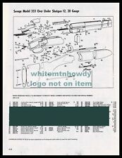 1984 SAVAGE 333 Over Under 12 20 gauge Shotgun  Schematic Parts List picture