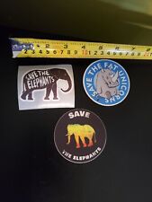 Save The Elephants 🐘 Unicorns 🦄 Rhinoceros 3 Inch Stickers Lot of 3 picture