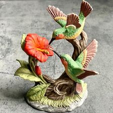 Vintage Ruby Throated Hummingbirds with Hibiscus Porcelain Figurine 6