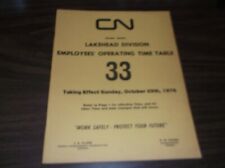 1978 CANADIAN NATIONAL LAKEHEAD DIVISION EMPLOYEE TIMETABLE #33 picture