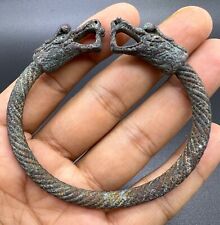 Ancient Art Of Old Tibetan Chinese Dynasty Bronze Bangle With Dragons Heads picture