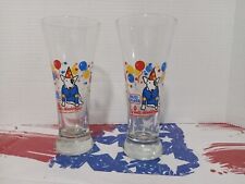 Lot Of TWO Bud Light 1987 Spuds Mackenzie Birthday Party Pilsner Beer Glasses  picture