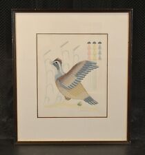 Gerald Nailor (1917-1952) - Vintage Navajo Silkscreen - Bob White Quail Bird picture