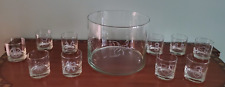 HAND ENGRAVED HORSE BRAND (10) LOW BALL GLASSES & RIDING DISCIPLINE CENTER PIECE picture