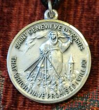 St. Genevieve Vintage & New Sterling Medallion France Catholic Patron of Paris picture