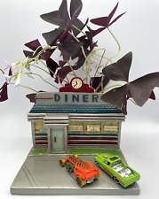 Vtg FTD Diner Restaurant 50’s Shop Flower Planter, Container, Organizer, w/Cars picture
