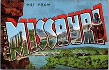 Vintage MISSOURI Large Letter LINEN Postcard Bridge Scene - c1940s Unused picture