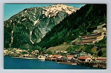 Juneau AK-Alaska, View Of Dock And City Area, Antique, Vintage Souvenir Postcard picture
