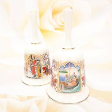 Vintage Franklin Mint Romance Of Camelot Bell Set of 2 1980 Era Bone China Cream picture