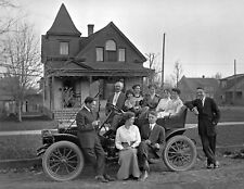 1913 Family Posing on Car Spokane WA Vintage Old Photo 8.5