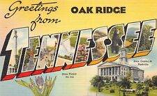 Large Letter: Greetings From Oak Ridge, TN, Early Linen Postcard, Unused picture