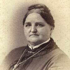 Vintage Black and White Cabinet Card Large Obese Woman Portrait Utica New York picture