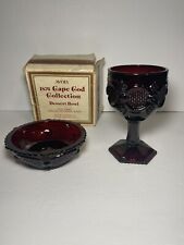 Vintage Avon 1876 Cape Cod Ruby Red Dessert Bowl and Wine Goblet - 1980's picture