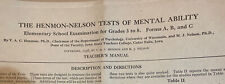 Rare 1930s  HENMON-NELSON IQ Mental Ability Test Teachers Directions & Form C picture