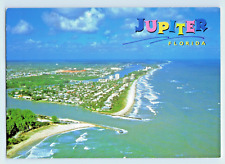 Jupiter Florida Aerial Photo East Coast line Beach Tropical Vintage Postcard picture