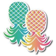 Upside Down Pineapple Magnet Decal, 2 PK, Pnk/Yel and Blu/Grn, 4x6 Inches picture