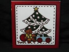 Cleo Teissedre Ceramic Art Pottery Tile Trivet Wall Art Christmas Tree  picture