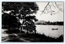 Garut District West Java Indonesia Postcard Boat in River c1910 RPPC Photo picture