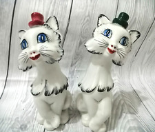 Pair of Vintage Anthropomorphic Italian Majolica Cats Hand painted 1950s Ceramic picture