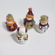 Lot of 4 Winter Snowman Salt n Pepper Shakers Ceramic 3